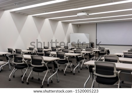 Clean and Empty Lecture room Royalty-Free Stock Photo #1520005223
