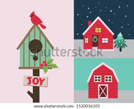 Winter houses and bird houses