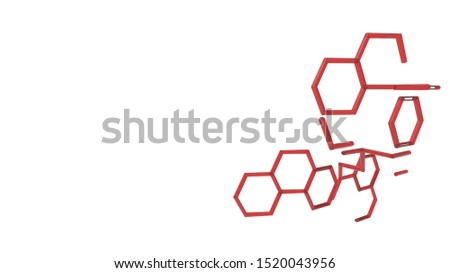 3d red glass hexagons on white background HD Structure molecule communication. Dna, atom, neurons. Scientific concept design. Connected lines with dots. Medical, technology, chemistry, science	
