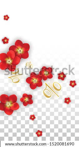 Vector Spring or Summer Sale Background with Flowers and Percent for  Banner Design. Good for Special Hot Holiday Discount Offer, Black Friday, Fashion Promotion Action. Romantic Rose Illustration.