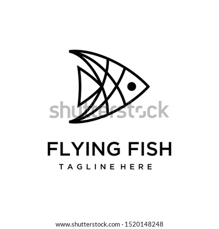 Modern animal fish illustration made modern and geometric with line art logo design