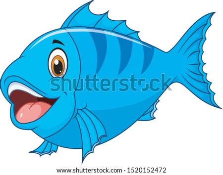 Cute fish cartoon isolated on white background