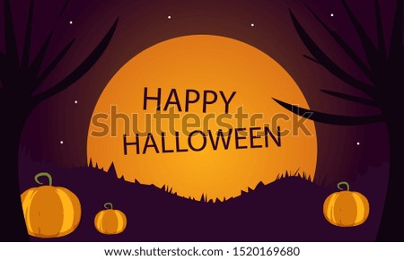 Scary halloween background with pumpkins 