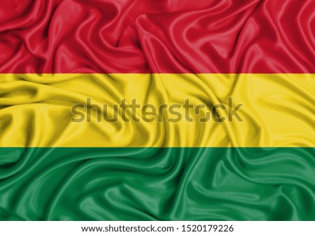 Silk Flag of Bolivia. Bolivia Flag of Silk Fabric.