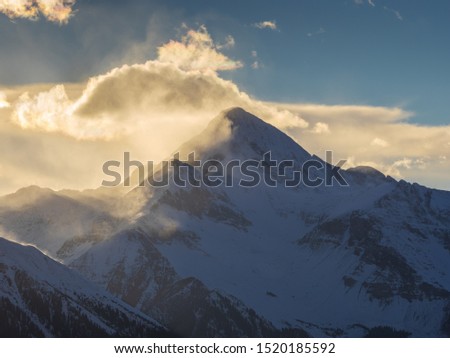 Beautiful Sunrise over mountain peak