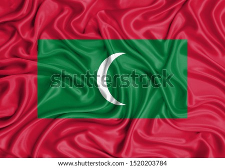 Silk Flag of Maldives. Maldives Flag of Silk Fabric.