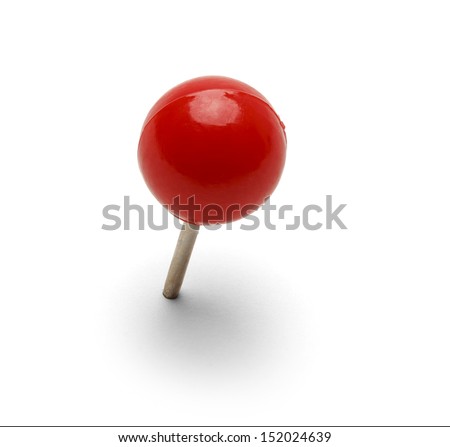 Round Red Thumb Tack Pushpin Isolated On White Background. Royalty-Free Stock Photo #152024639