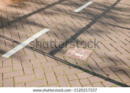 Bicycle line on the streets of Amsterdam, Netherlands