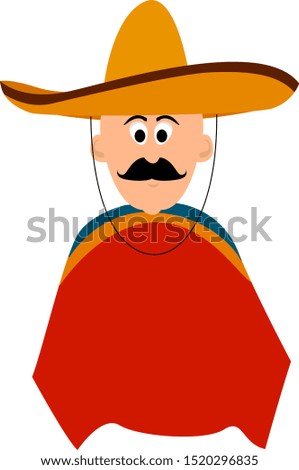 Mexican man, illustration, vector on white background.