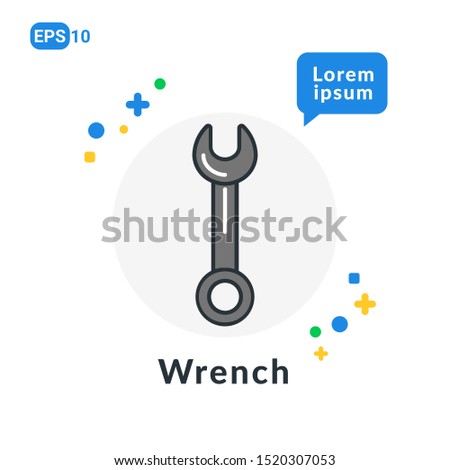 Wrench Construction Tool Flat icon . Used For web, logo, mobile app, User Interface and Infographic