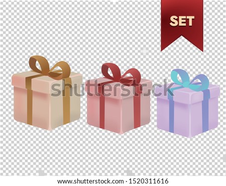 Gift Box Set Presents Christmas Valentines Day Birthday Vector Clipart