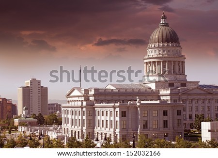 Salt Lake City - Utah Capitol Building and Salt Lake City Downtown. 