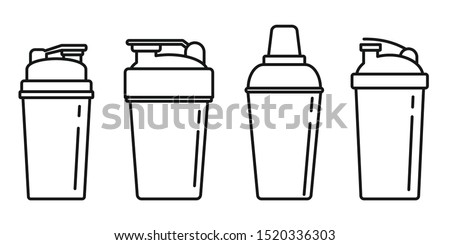 Shaker cup icons set. Outline set of shaker cup vector icons for web design isolated on white background Royalty-Free Stock Photo #1520336303
