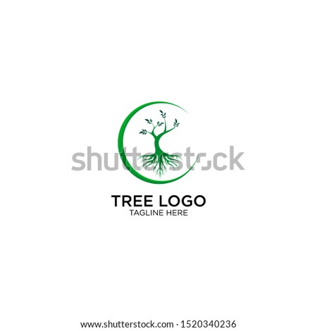 tree with circle logo temlate. natural logo for company brand