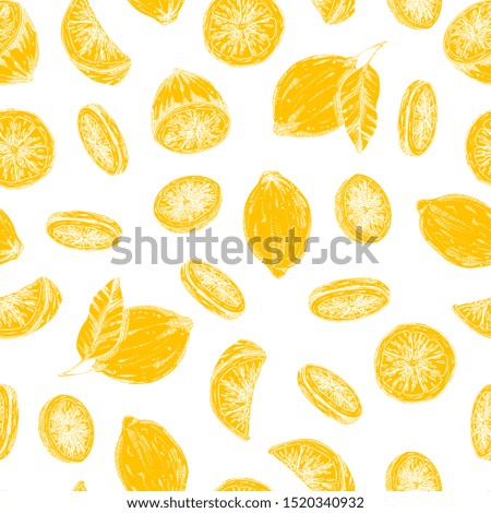 Seamless pattern of hand drawn lemons, vector
