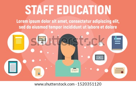 Staff education concept banner. Flat illustration of staff education vector concept banner for web design