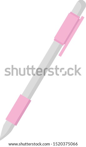 Pink pen, illustration, vector on white background.