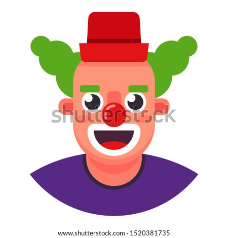 funny clown. the head is smiling. Flat character vector illustration.