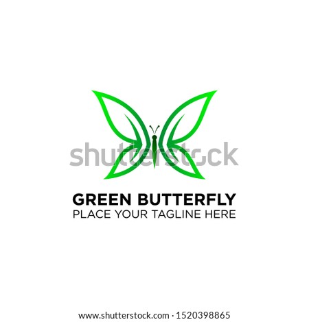 green leaf with butterfly logo for spa / salon