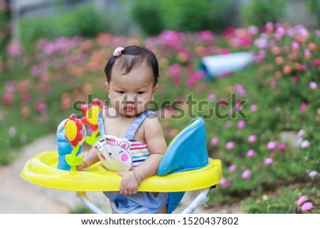 Child with educational toy. selective focus and blurry background