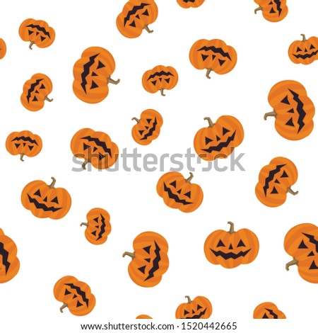 Cute Halloween pumpkin seamless pattern. Carved Pumpkins Texture.