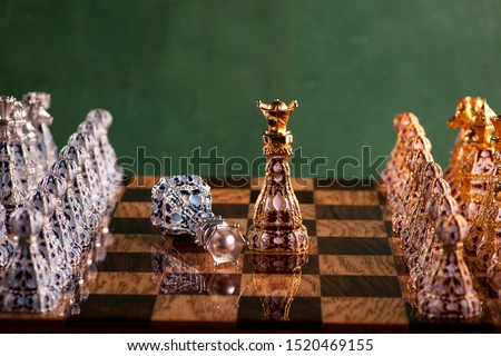 Luxury vintage gold Chess desk 