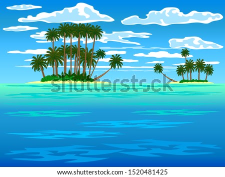 Small islands in the middle of the ocean with beaches of coconut trees