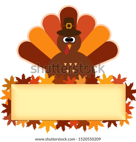 Happy Thanksgiving text Cartoon Turkey on white background Thanksgiving poster