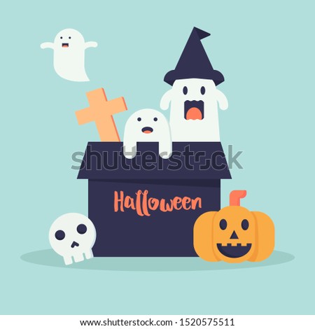 Cute halloween doodle cartoon background design for decoration for celebration halloween festival