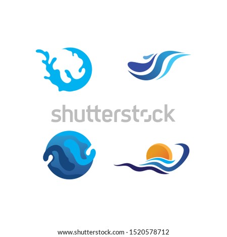 water Waves beach logo and sun symbols template icons app
