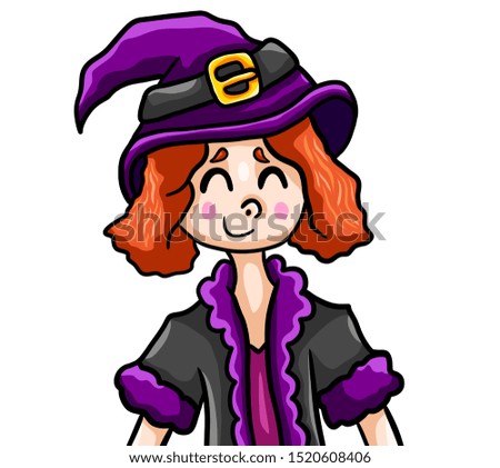 Digital illustration of a adorable little witch