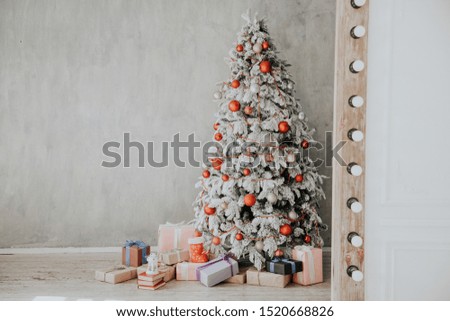 winter Christmas background bed bedroom tree holiday gifts new year