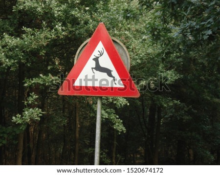 Dutch warning sign for deer crossing
