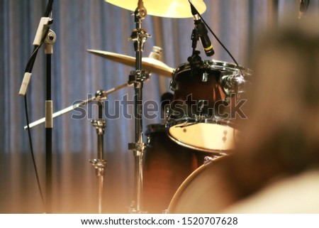 Music instrument on state concert in night time party closeup blur indoor background