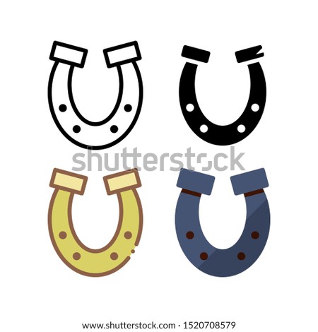 Horseshoe icon. With outline, glyph, filled outline and flat style