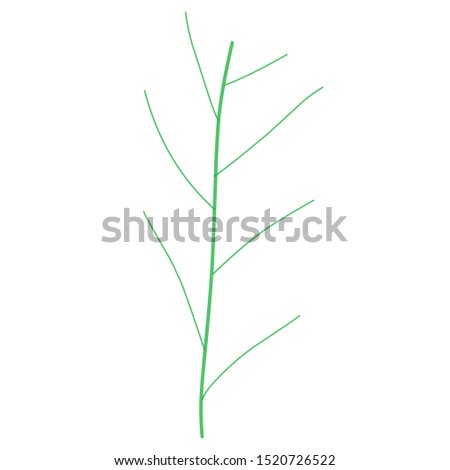 Abstract Illustration. Green stems, isolated white background