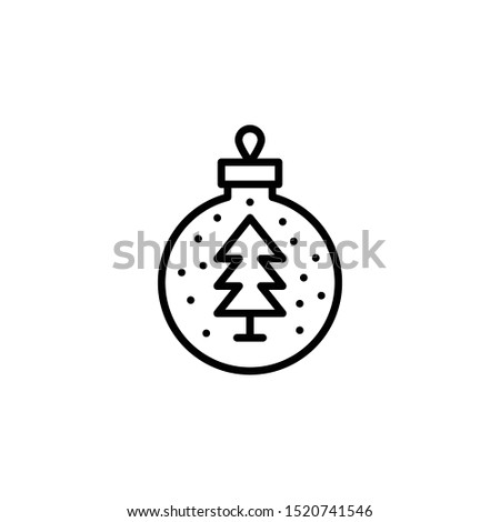 Christmas tree toy line thin icon on white background. Vector illustration eps10.