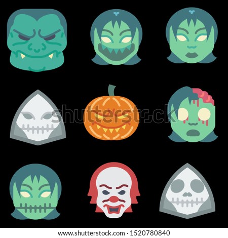 Halloween set icons stock vector illustration