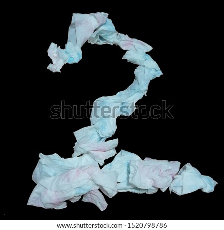 Number 2 from Used tissue paper, Black background