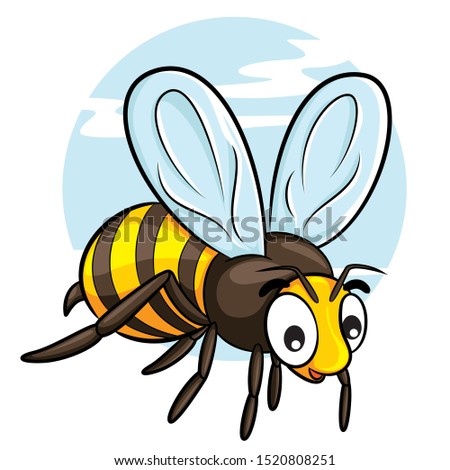 Illustration of cute cartoon bee.