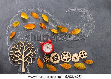 Education image of tree with cog wheels. Concept of learning and creative thinking