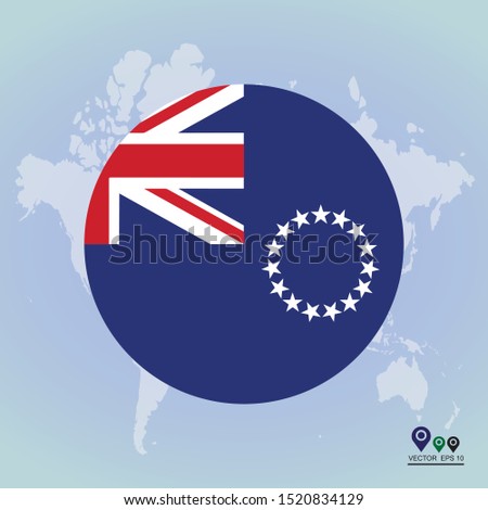 Flag of Cook islands Round Glossy Icon. Vector illustration eps 10.