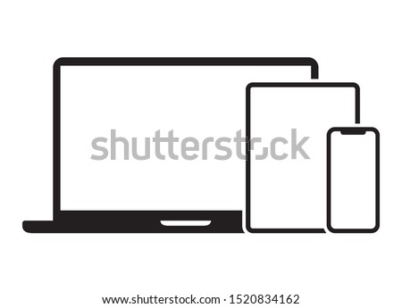 Electronic devices with laptop, tablet and mobile phone flat vector icon for apps and websites
