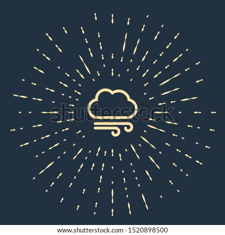 Beige Windy weather icon isolated on dark blue background. Cloud and wind. Abstract circle random dots. Vector Illustration