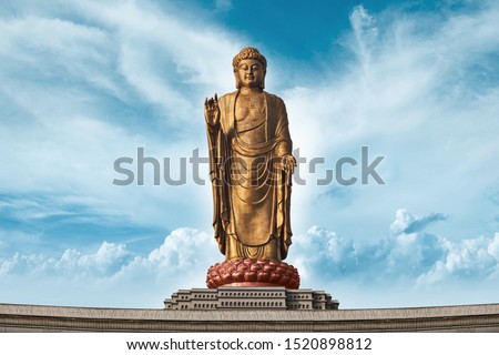 Spring temple buddha with Sky Background