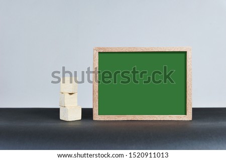 Blank green board empty space for add text, on grey background