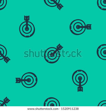 Blue line Target icon isolated seamless pattern on green background. Investment target icon. Successful business concept. Cash or Money sign.   Vector Illustration