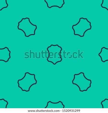 Blue line Leather icon isolated seamless pattern on green background.  Vector Illustration