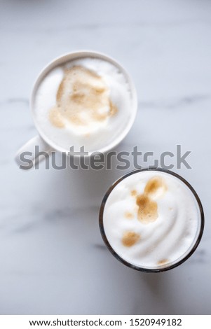 Coffee latte macchiato with vegan coconut milk