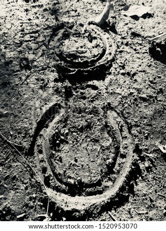 Horseshoes in the mud silver tone background